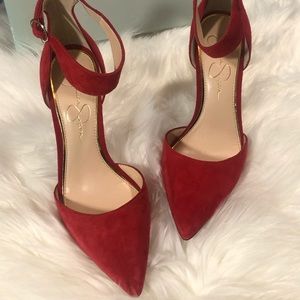 Jessica Simpson Red Suede Stiletto Pumps Size 8